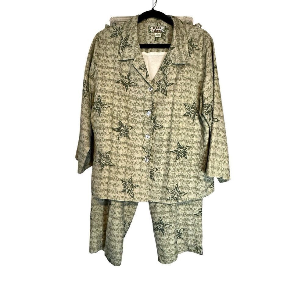 Tommy Bahama Womens Small 100% Hawaiian Shirt Pants Set Sz L Shirt Pants 10